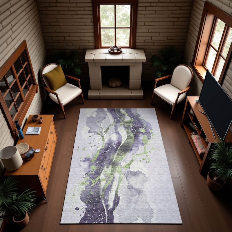 Premium Washable Super Soft Abstract Glam Mayfield Rug - Purple - 9' x 12'