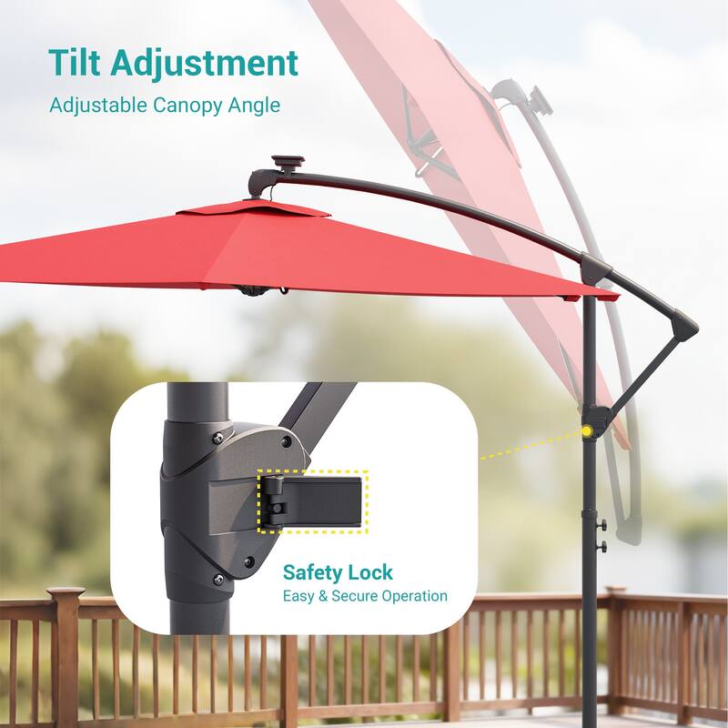 Sonkuki Outdoor 10FT LED lighted Patio Offset umbrella for Garden