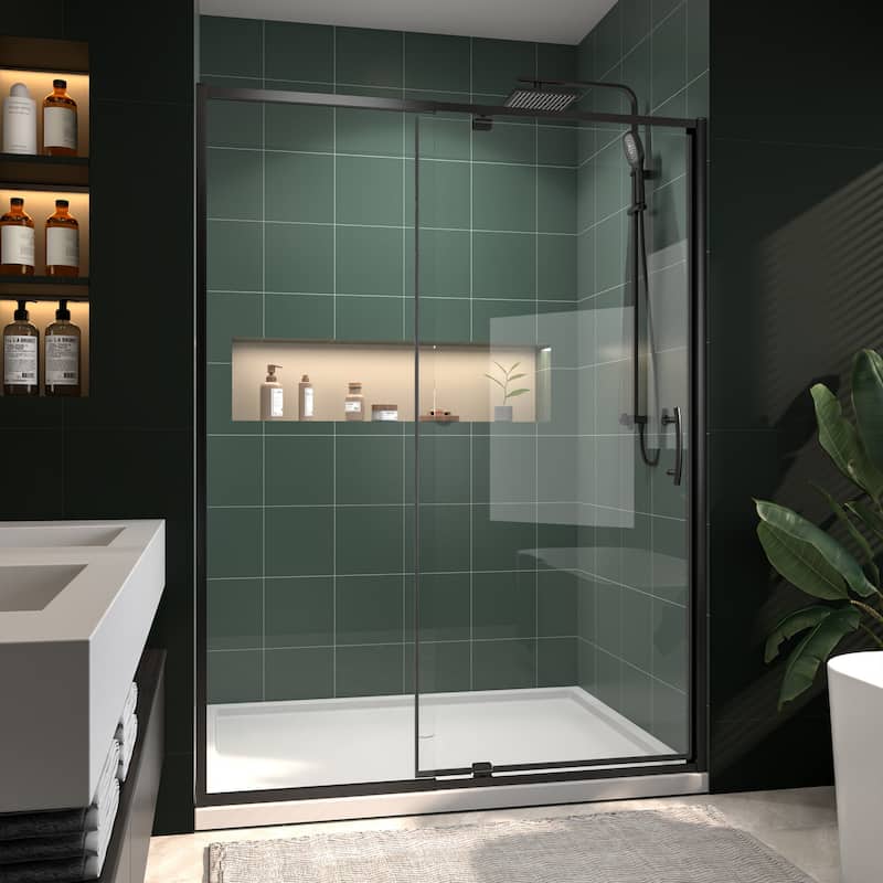 54"x71" Frameless Pivot Swing Shower Door Enclosure with Tempered Glass Panel