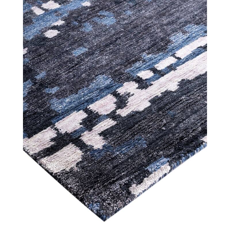 Modern One-of-a-Kind Handmade Area Rug, Blue - 9' 1" x 12' 1"