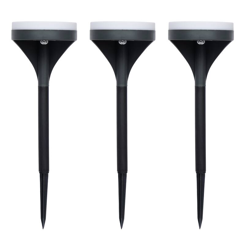Alpine Corporation QLP1578SLR-3 Solar Pathway Light - Outdoor Solar LED Stake Lights, 15" H, for Garden, and Yard, Set of 3