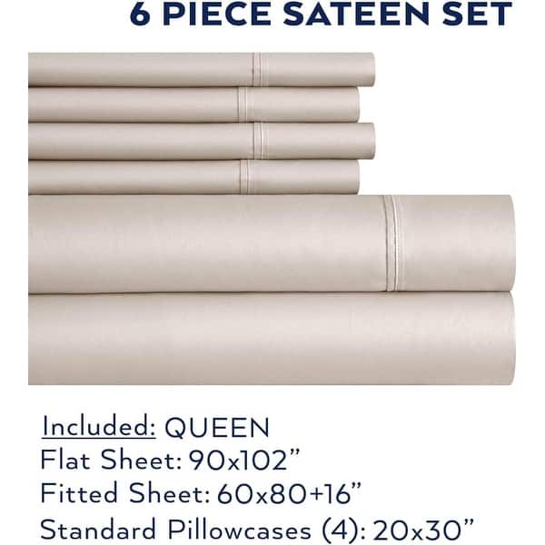 Thomasville 1500 Thread Count Beige Piece Premium Cotton Rich Sateen Sheet Set - Queen