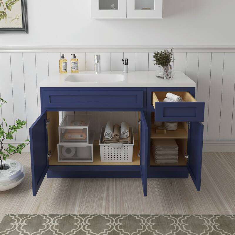 Vanity Art 45" Oak Freestanding Bathroom Vanity Cabinet without Top