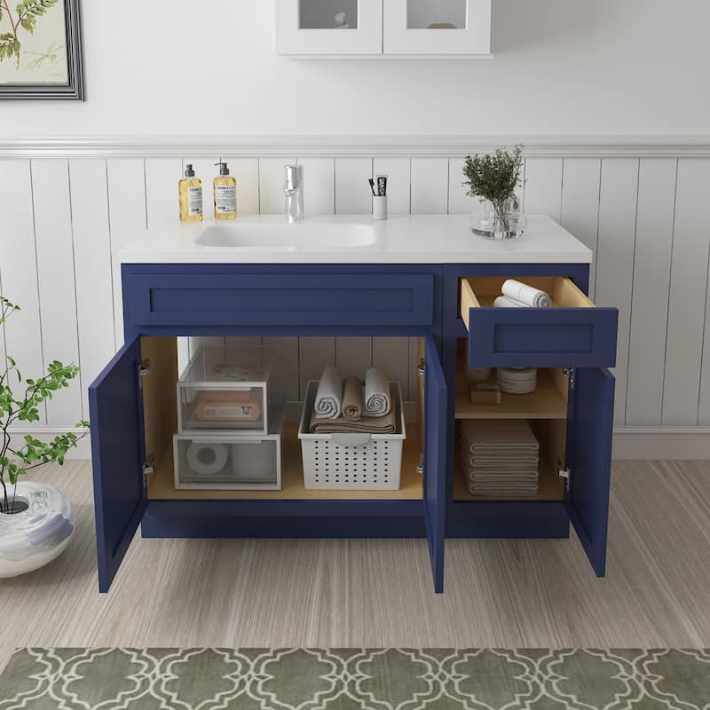 Vanity Art 54" Oak Freestanding Bathroom Vanity Cabinet without Top