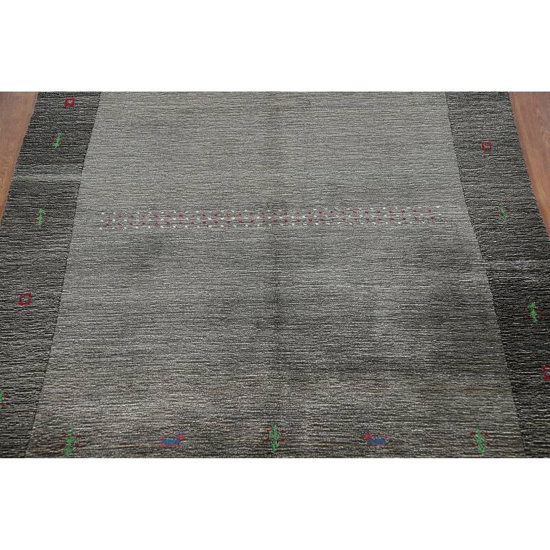 Gray Gabbeh Indian Rug Handmade Wool Carpet - 5'4" x 7'5"