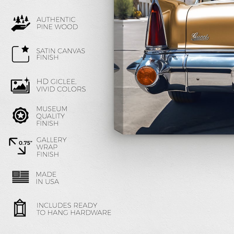 Wynwood Studio Canvas Nature Ride in Style Roma Yellow and Metallic Yellow Modern & Contemporary Wall Art Canvas Print