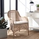 preview thumbnail 1 of 9, SAFAVIEH Charlie Grey WhiteWash/White Rattan Accent Chair with Cushion - 23.4" W x 24.8" L x 32.7" H 23.4" W x 24.8" L x 32.7" H - Grey White Wash/ White