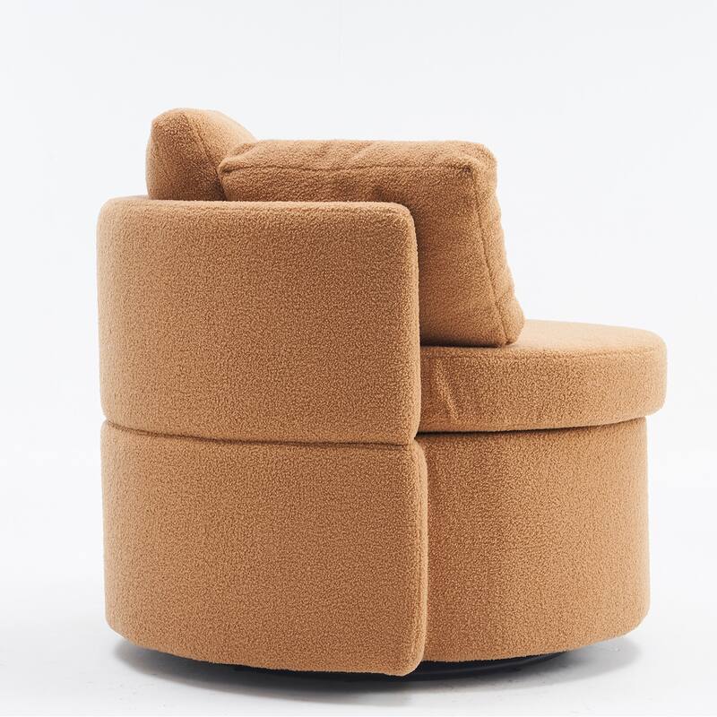 Fabric Swivel Chair With Storage and Back Cushion For Living Room