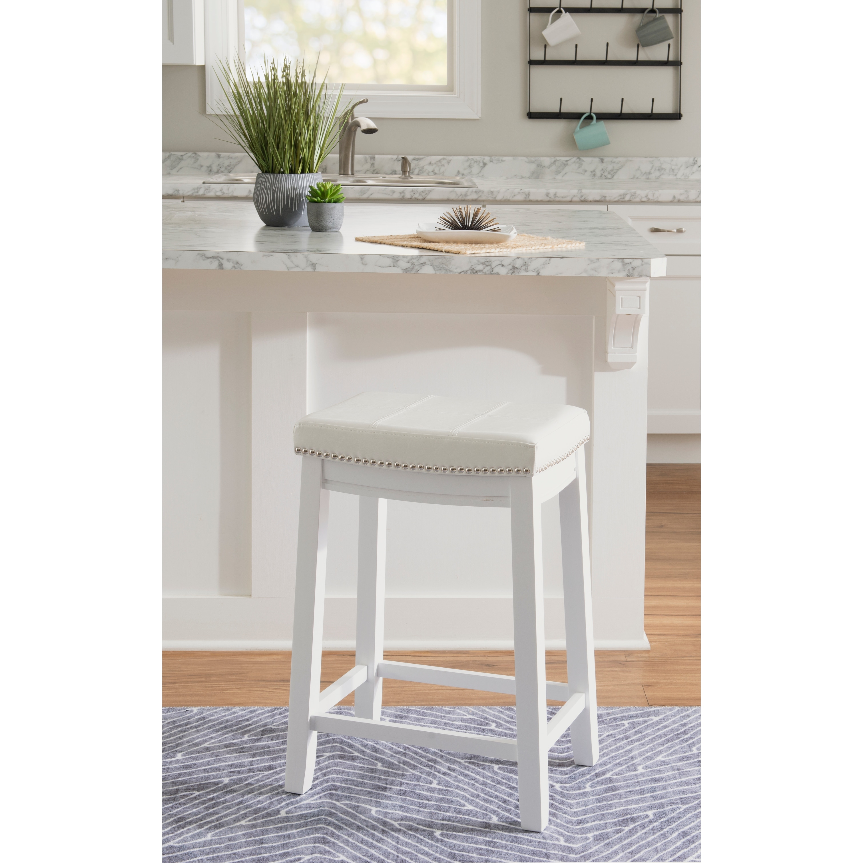 Linon Willamette Backless Upholstered Counter Stool