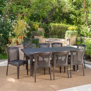 Landen Wicker Dining Set Christopher Knight
