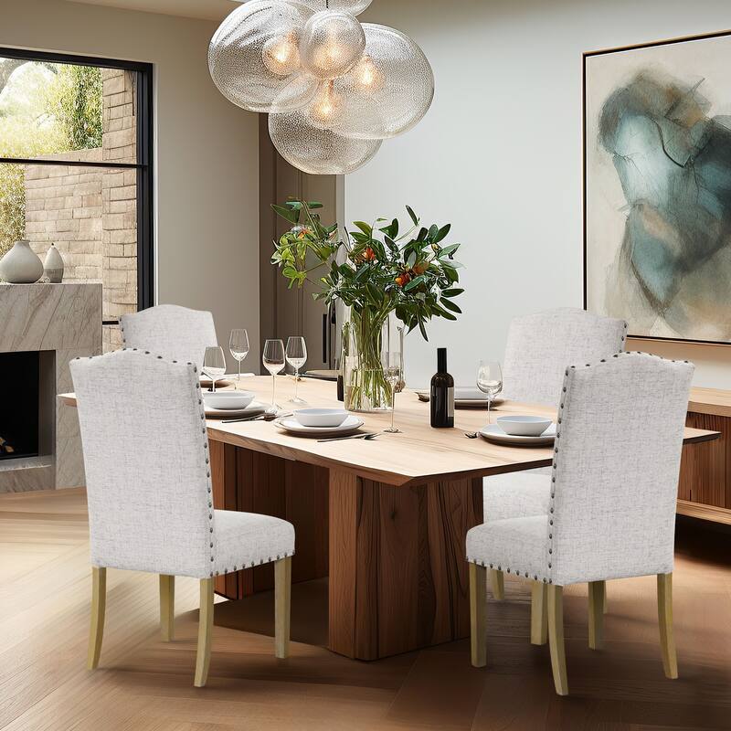 HomePop Nailhead Trim Curved Top Parson Dining Chair - Set of 2