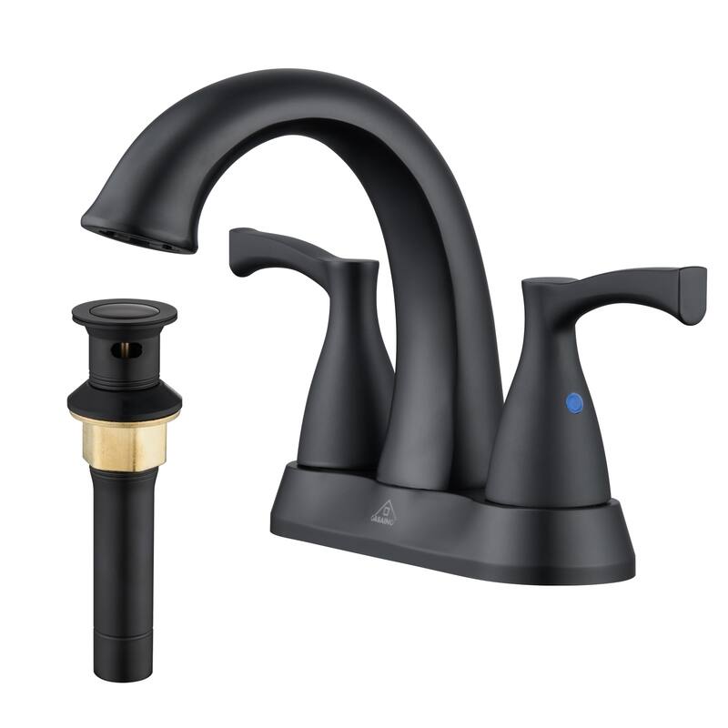4 in. Centerset Double Handle Bathroom Faucet with Drain Kit Included