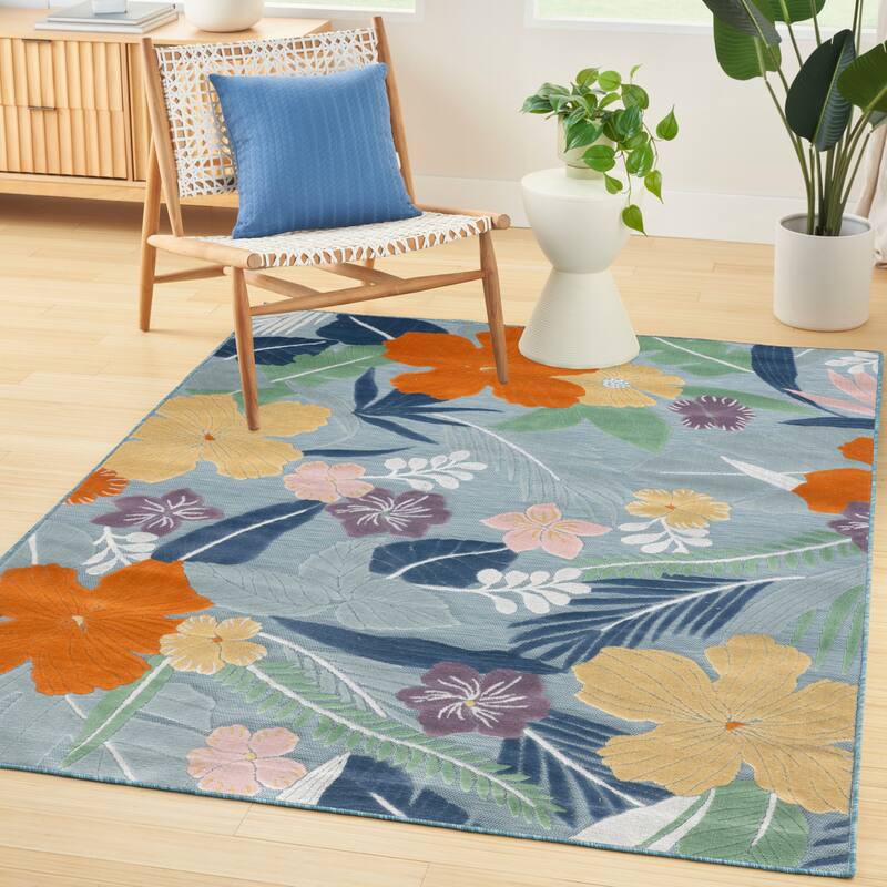 Nourison Suncoast Indoor/Outdoor Floral Area Rug.