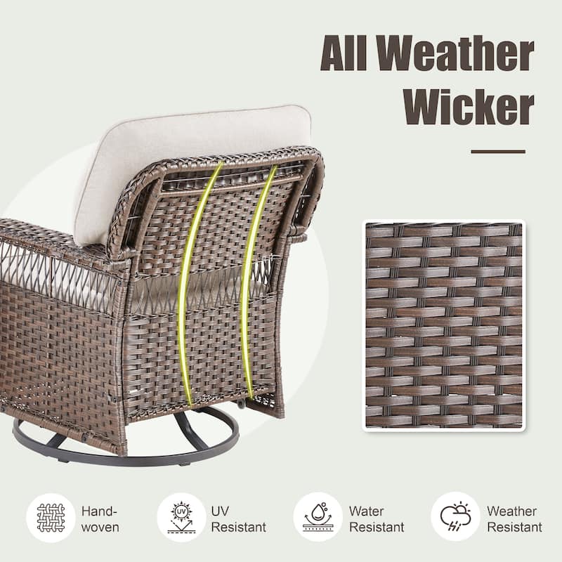 Pocassy Swivel Chair with Outdoor Sofa Ottoman Funiture Set.