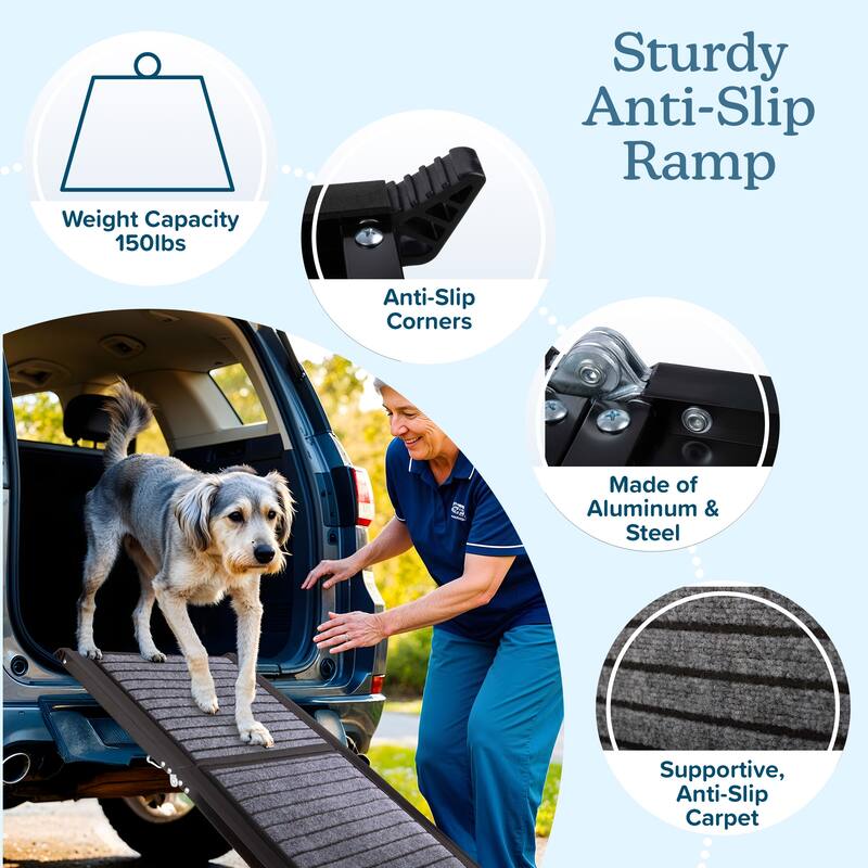 PETMAKER Folding Dog Ramp for Car, Truck, SUV, or RV - Black