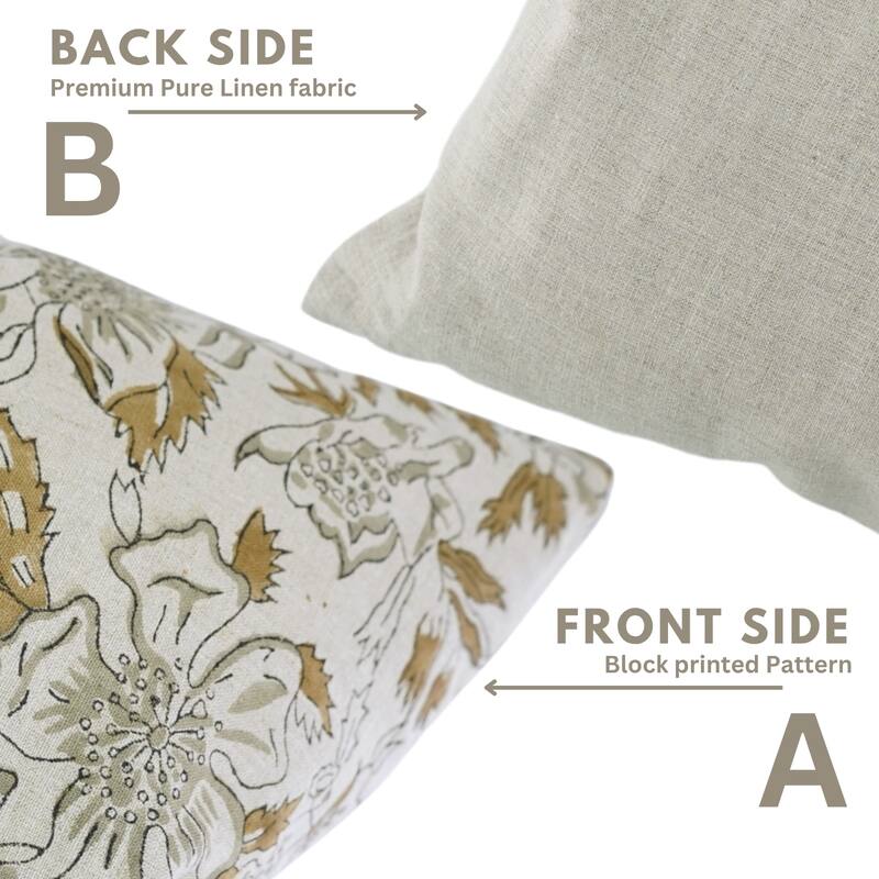 Fabdivine Handmade Floral Soft Pure Linen Throw Home Décor Pillow Cover