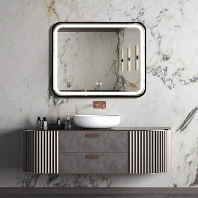 Framed Anti-Fog Wall Mounted LED Bathroom Vanity Mirror