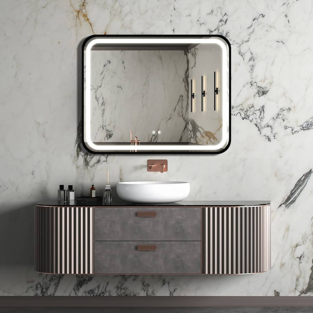 Framed Anti-Fog Wall Mounted LED Bathroom Vanity Mirror