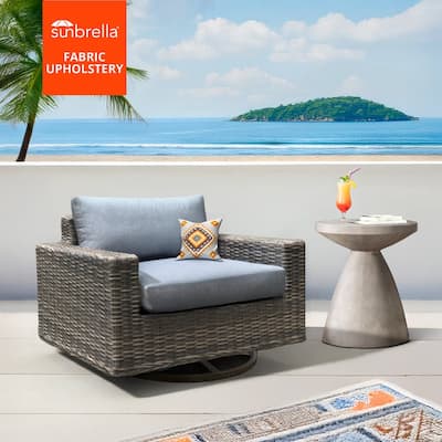 Kinger Home Larry 1-Piece Wicker Patio Swivel Chair