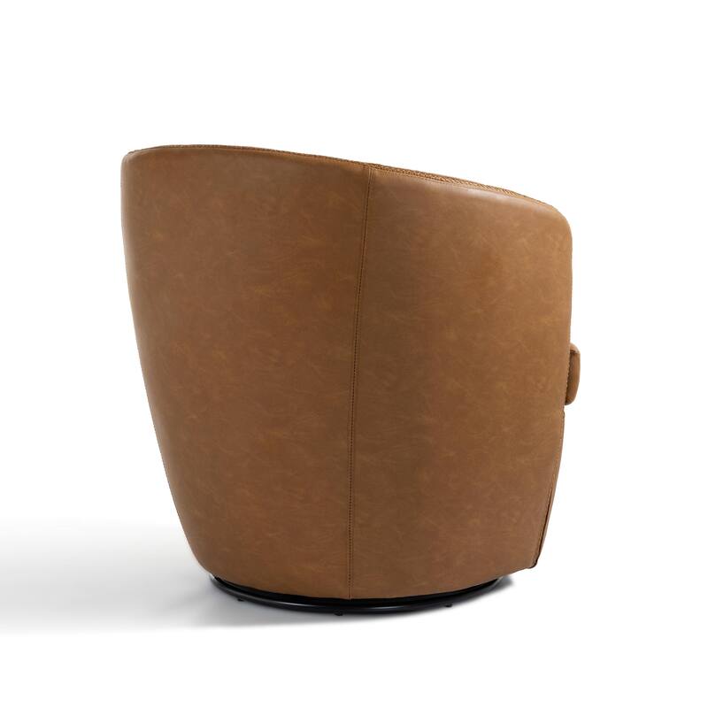 32" Wide PU Leather Swivel Barrel Chair with Metal Base