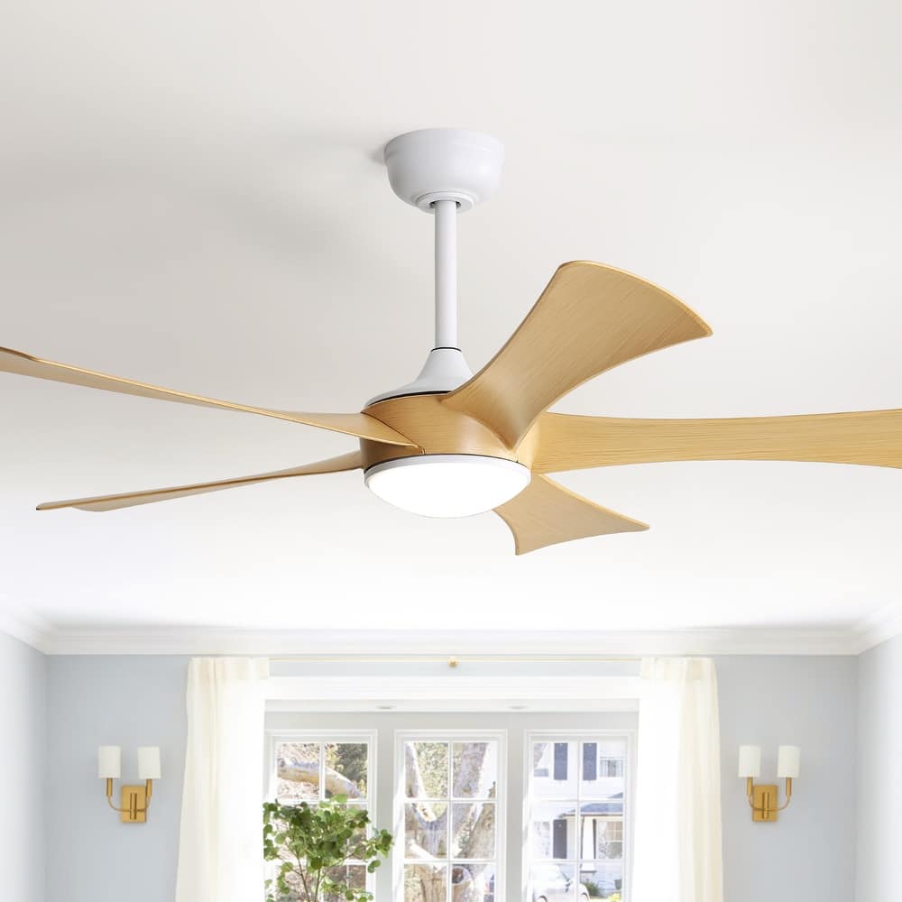 52" Noiseless Ceiling Fan with Integrated LED Light Blades Reversible and Remote Control, Smart Optional