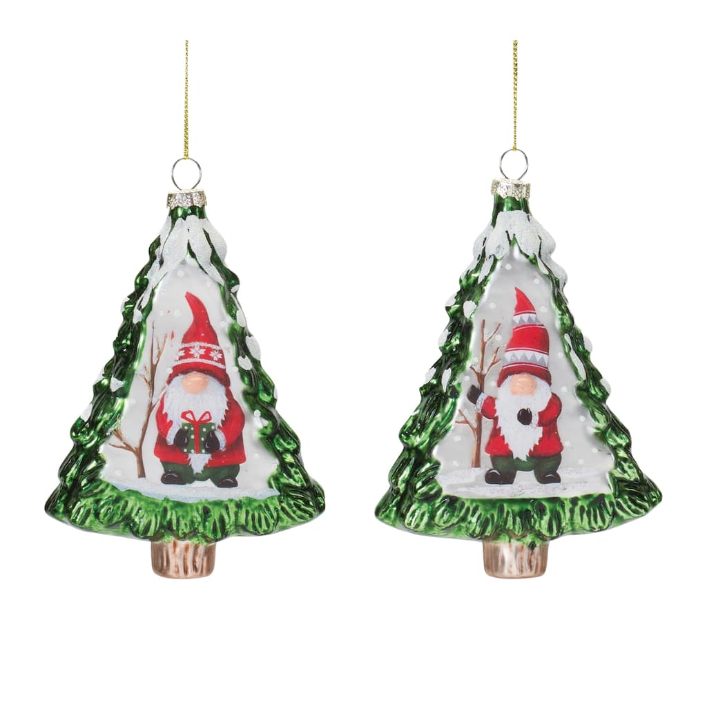 12ct Gnome Pine Tree Christmas Ornaments 5.75"