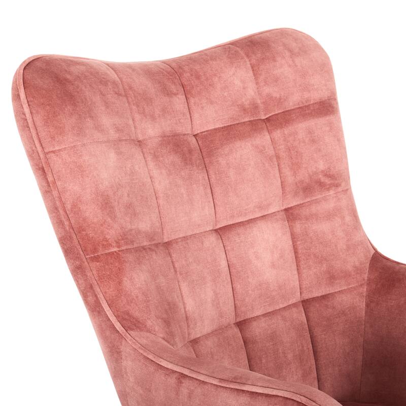 CorLiving Velvet Accent Chair with Stool