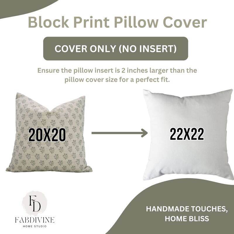 Fabdivine Handmade Floral or Weave Yellow Pillow Cover in Soft Linen for Block Print Room Boho Spring Home Décor, Lehar