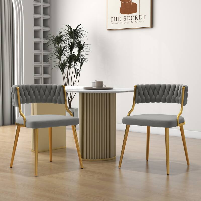 2PACK Upholstered Dining Chairs with Woven Back