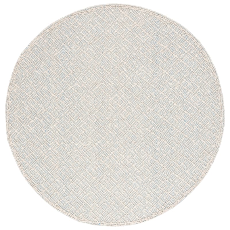 Martha Stewart by SAFAVIEH, Handmade Crocifissa Wool Rug - 6' Round - Ivory/Blue