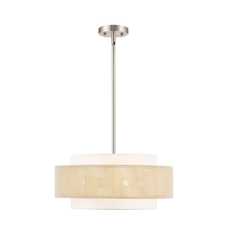 GetLedel 18" 4-Light Rope Drum Shaded Chandelier