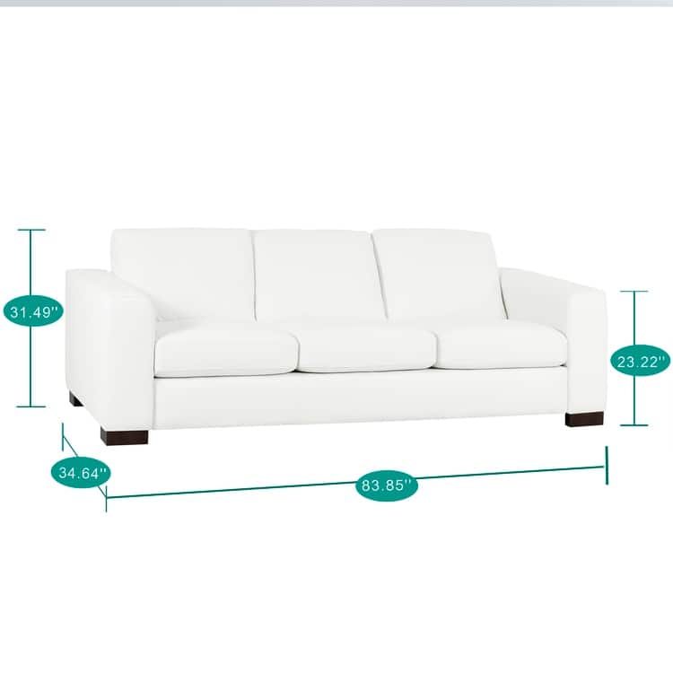 Oversized Genuine Leather Sofa - Ultimate Comfort Mid-Century Living Room Sofa Modern Couch with Sturdy Block Legs