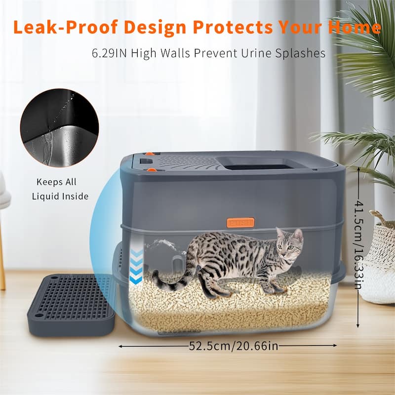 Full Enclosed Stainless Steel Cat Litter Box with Lid