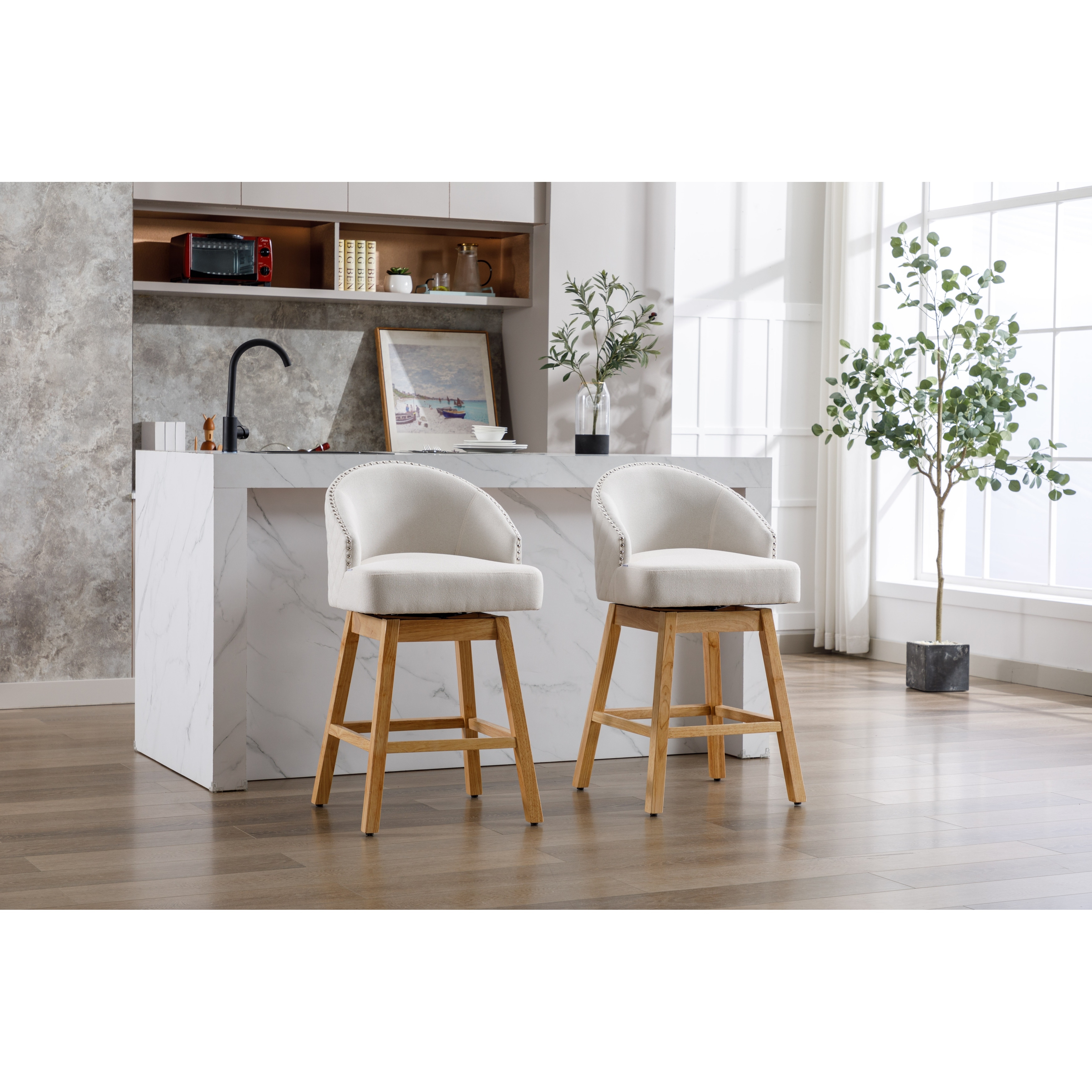 Modern swivel bar on sale stools with backs