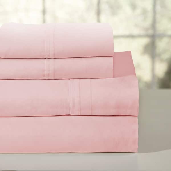 slide 2 of 6, Pointehaven Combed Cotton Percale Crisp Breathable Solid or Printed Sheet Set Full - Rose