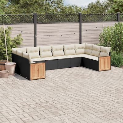 vidaXL Patio Sofa Set with Cushions Outdoor Conversation Furniture Poly Rattan