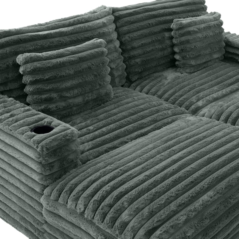 Oversized Double Chaise Lounge Sofa 83.5" Sofa Bed Cloud Couch Plush With Two Supportive Pillows,Usb Ports And Cup Holders