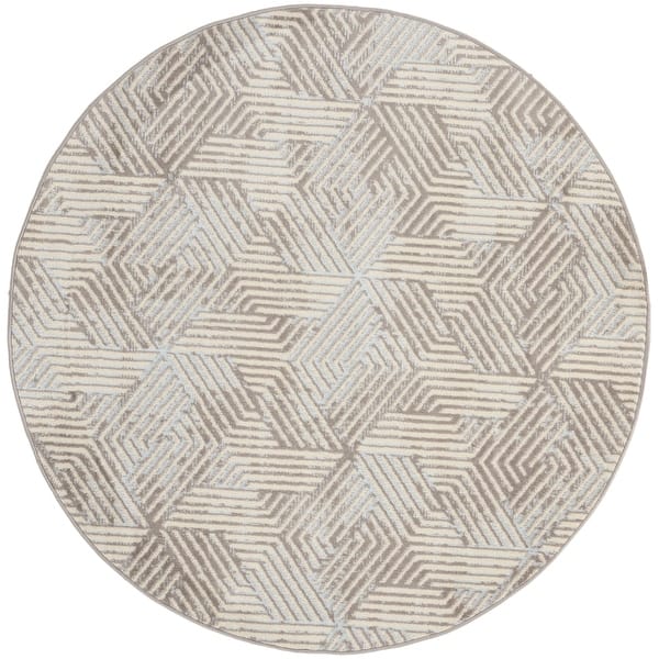 slide 2 of 6, Nourison Grafix Indoor Grey Geometric Area Rug 4' x Round - Grey - Round
