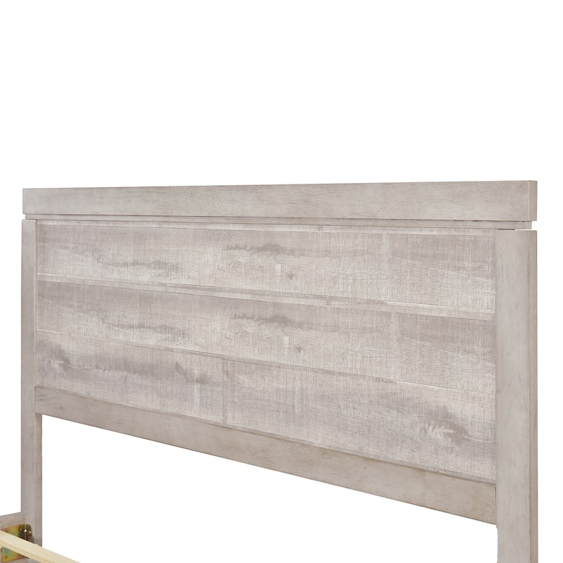 Vintage Farmhouse Style Platform Bed with 10 Wooden Slats Support for Bedroom
