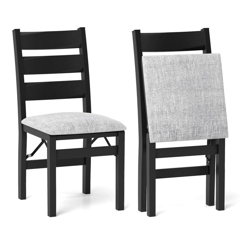 Costway Folding Chairs Set of 2/4 Modern Upholstered Chairs with Comfy - 2 PCS - Set of 2