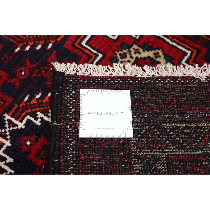 ECARPETGALLERY Hand-knotted Teimani Dark Navy, Red Wool Rug - 3'7 x 6'4