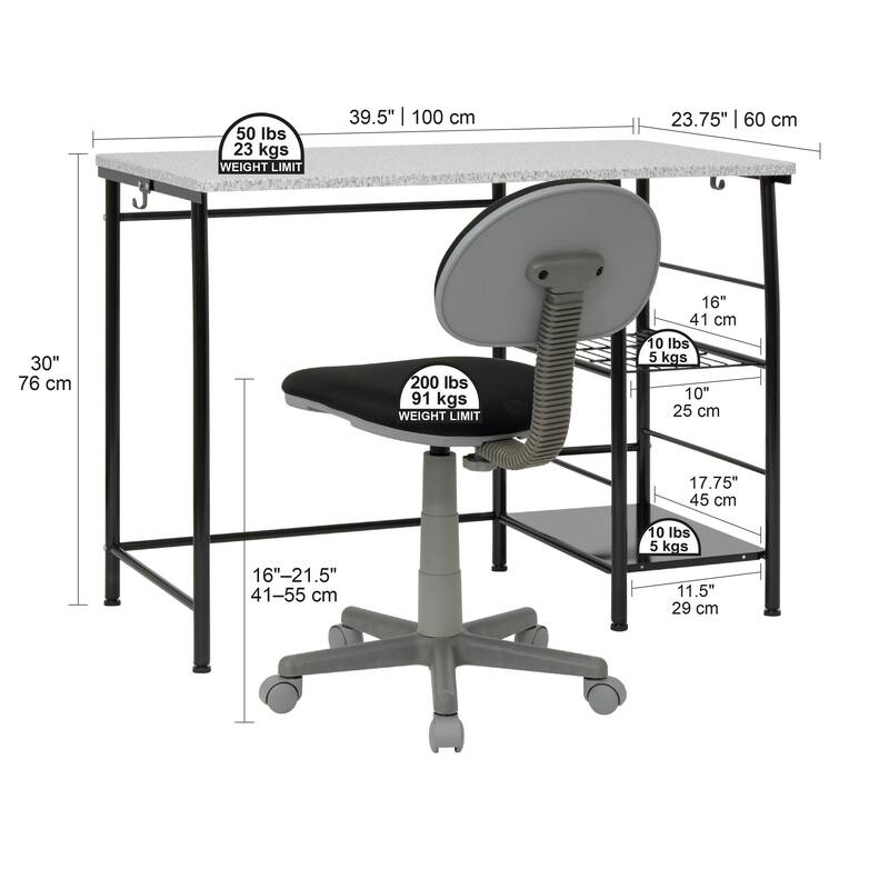 Calico Designs Study Zone II Writing Desk and Chair Set