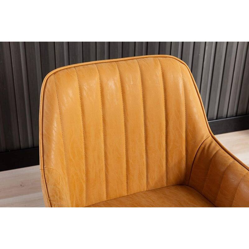 Home Beyond Synthetic Leather Dining Chairs Set of 2, Yellow Tan