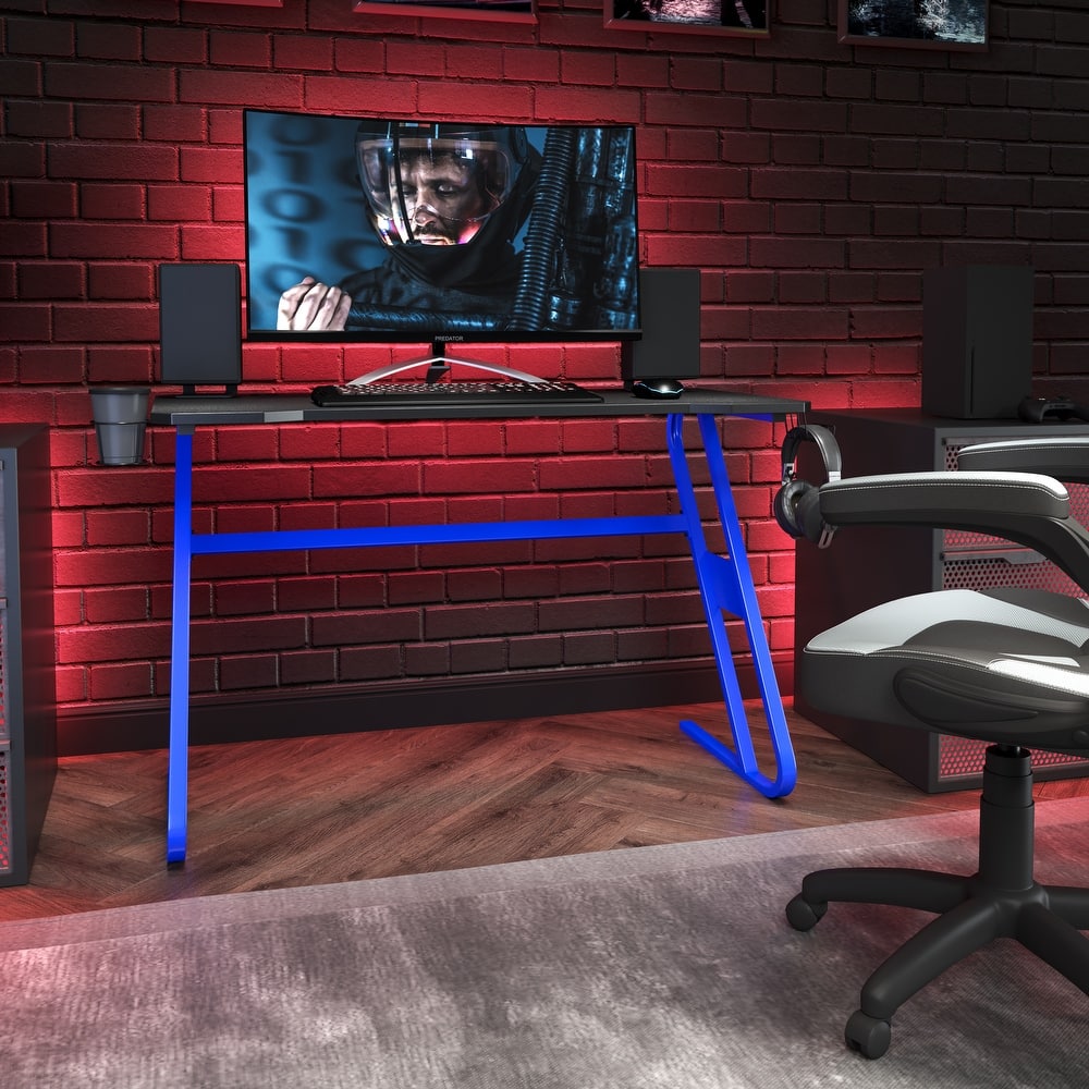 Professional Gaming Ergonomic Desk with Cup Holder and Headphone Hook