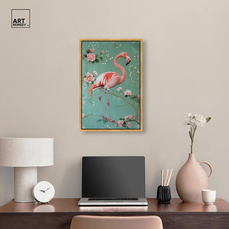 Flamingo's Fable Canvas by Art Remedy