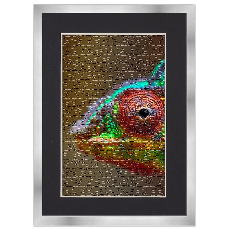 19x27 Jigsaw Puzzle Frame Kit - Kit Includes Puzzle Glue Sheets, Silver Wood Puzzle Frame with Black Mat - Holds 19x27 Photo