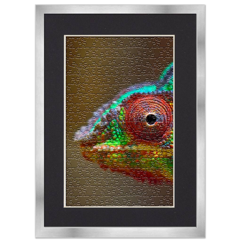 24x32 Jigsaw Puzzle Frame Kit - Kit Includes Puzzle Glue Sheets, Silver Wood Puzzle Frame with Black Mat