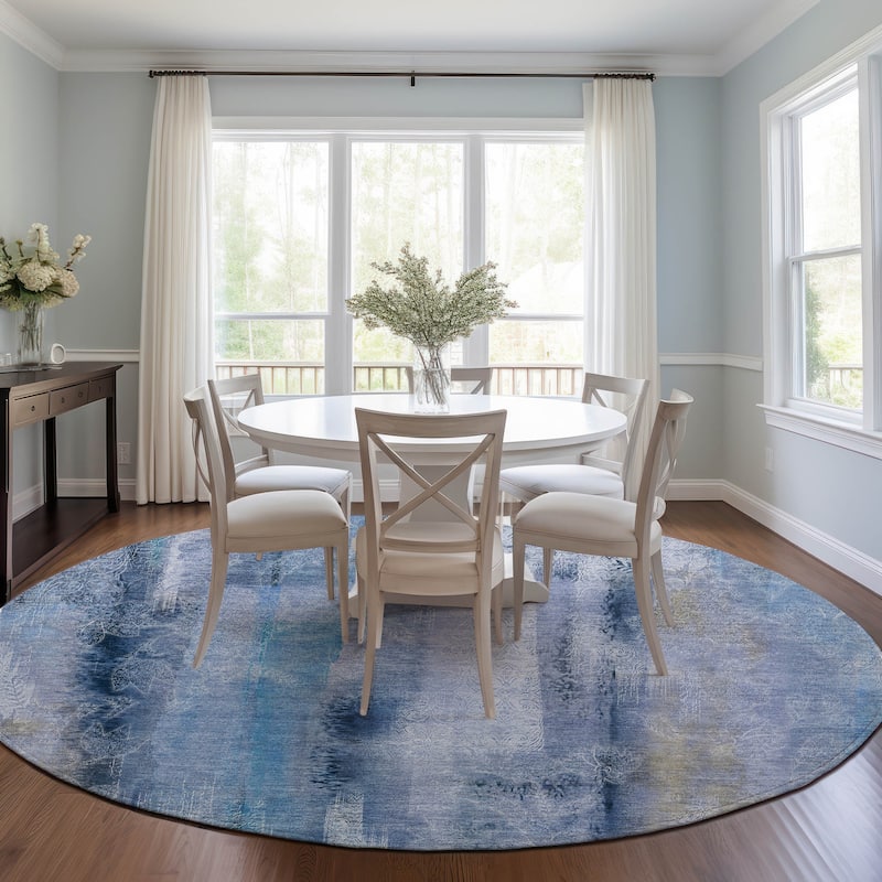 Machine Washable Indoor/ Outdoor Modern Imprints Chantille Rug