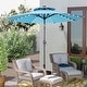 preview thumbnail 1 of 22, Ainfox 9ft Patio Umbrella with Lights 2-Tier Outdoor Umbrella with Base Blue