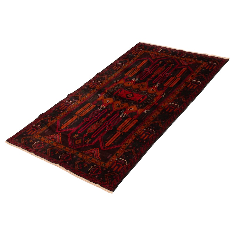 Teimani Black, Red Rug 3'10" x 7'5" - 3'10 x 7'5
